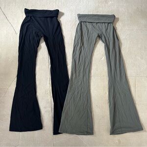 PrettyLittleThing Black and Gray Flare Pants